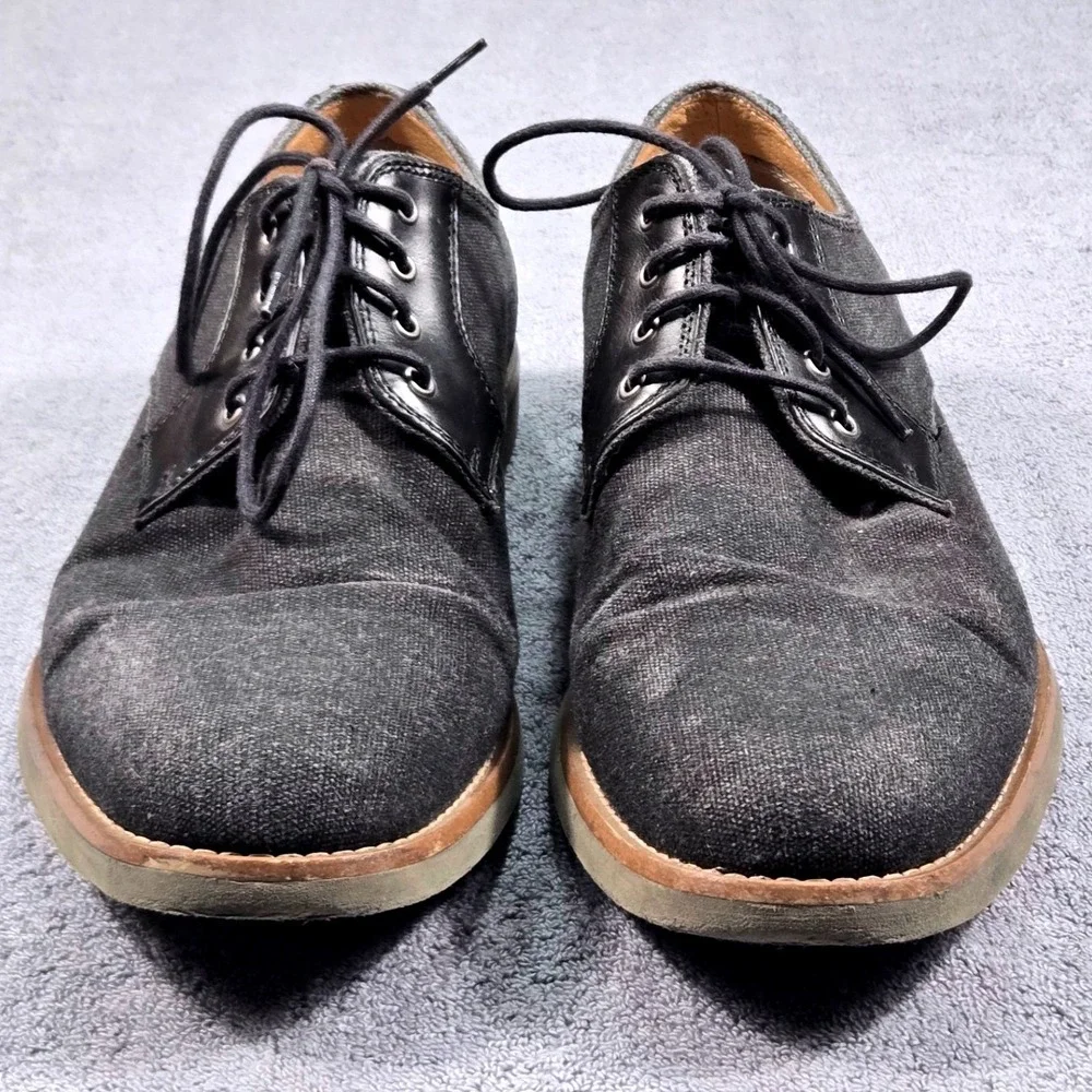 G.H. Bass & Co Men's Size 10M Black Canvas Leather Oxford Shoes Dress Casual